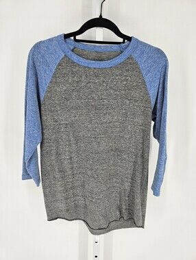 Depart West Womens Sz M 3/4 Sleeve Henley T Shirt Blue Gray